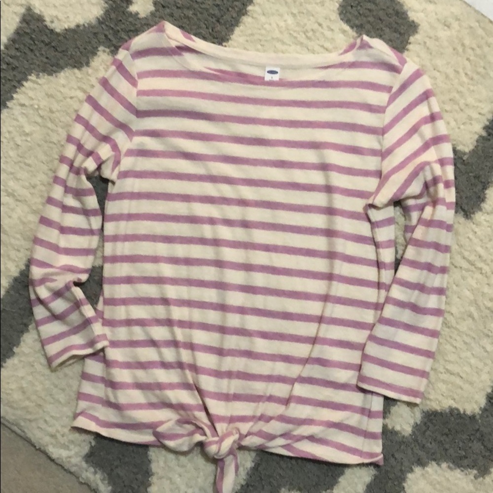 Old Navy pink stripe tie knot shirt